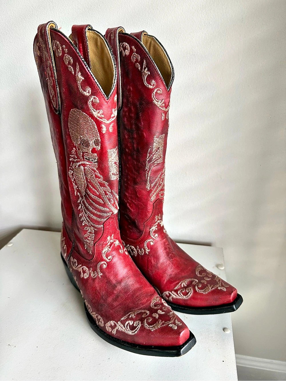 Old Gringo Selfie Embroidered Western Boots in Red